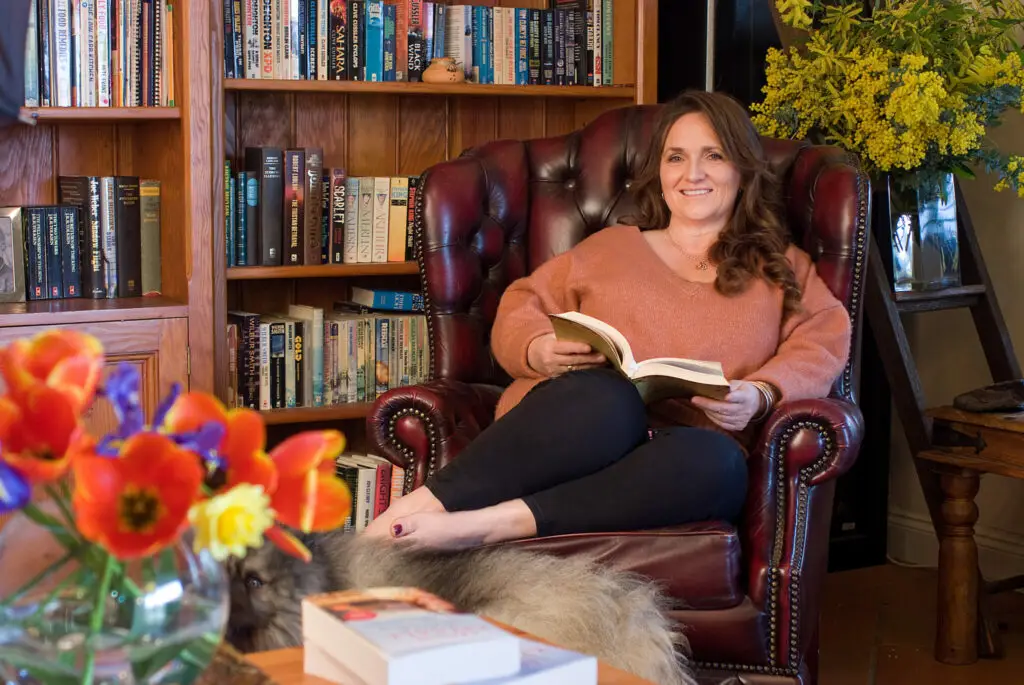 portrait of auther in sitting room