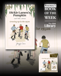 Book cover featuring three children riding bicycles in 1950s