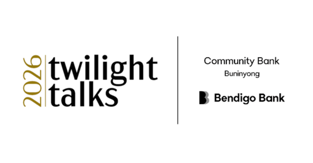 2026 Twilight Talks logo with Community Bank Buninyong sponsors