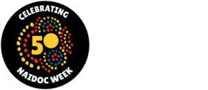 Circular logo celebrating 50 years of NAIDOC Week