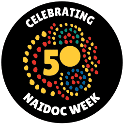 Circular logo celebrating 50 years of NAIDOC Week