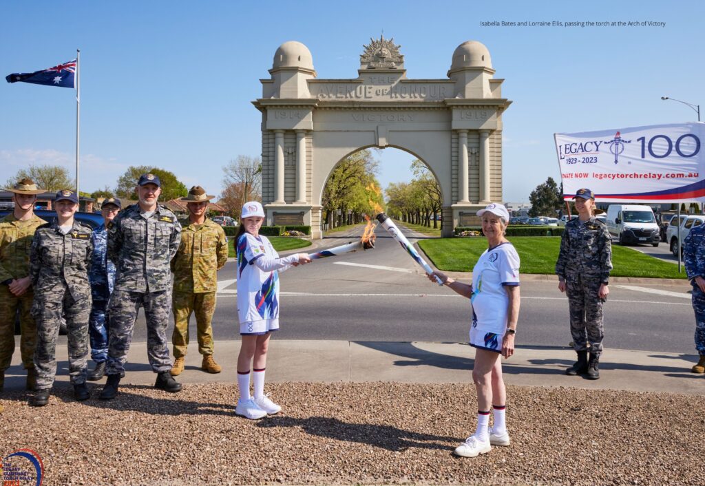Legacy Torch Relay handover at Ballarat's Arch of Victory