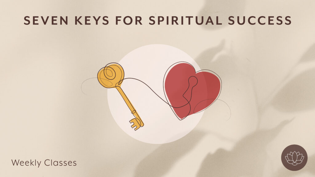 Golden key and heart illustration for spiritual success classes