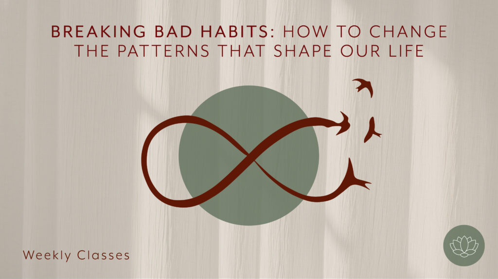 Infinity symbol transforming into birds, breaking bad habits graphic