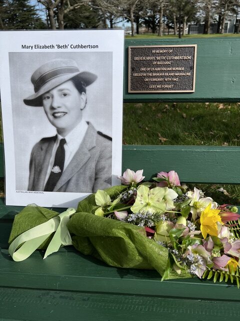 Memorial tribute for Australian nurse Beth Cuthbertson with flowers