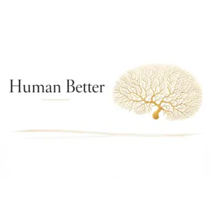 Human Better logo with golden neuron tree illustration
